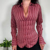 Vintage Officecore Pink Pinstripe Fitted Shirt