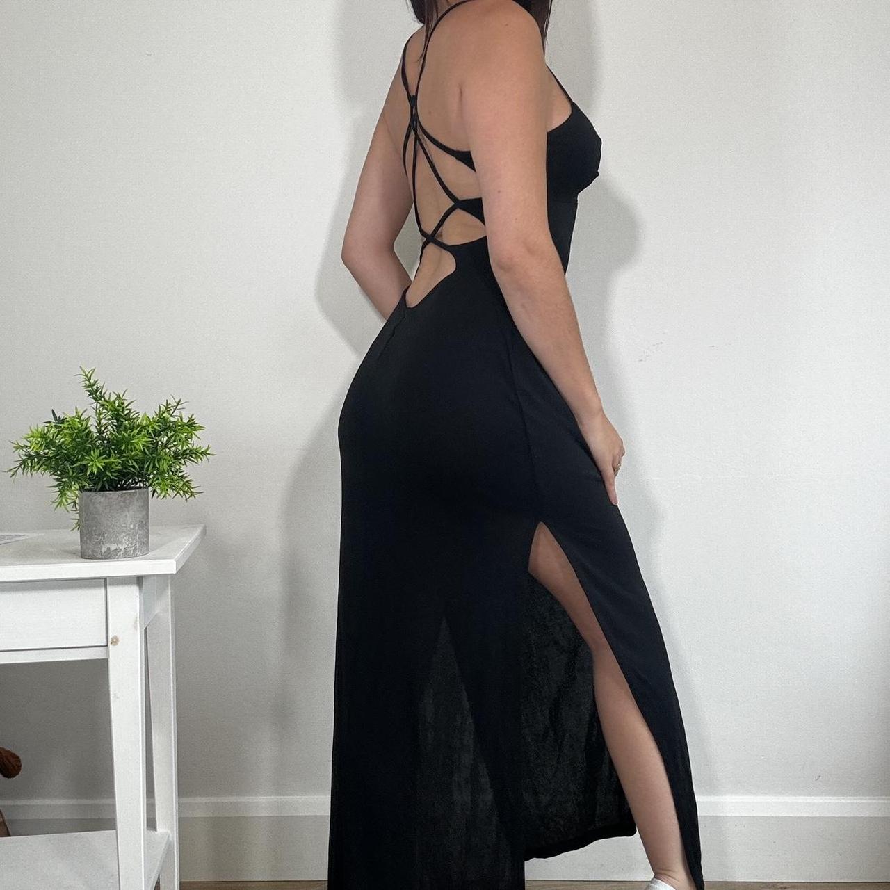 Vintage Black Backless Maxi Dress Kookai