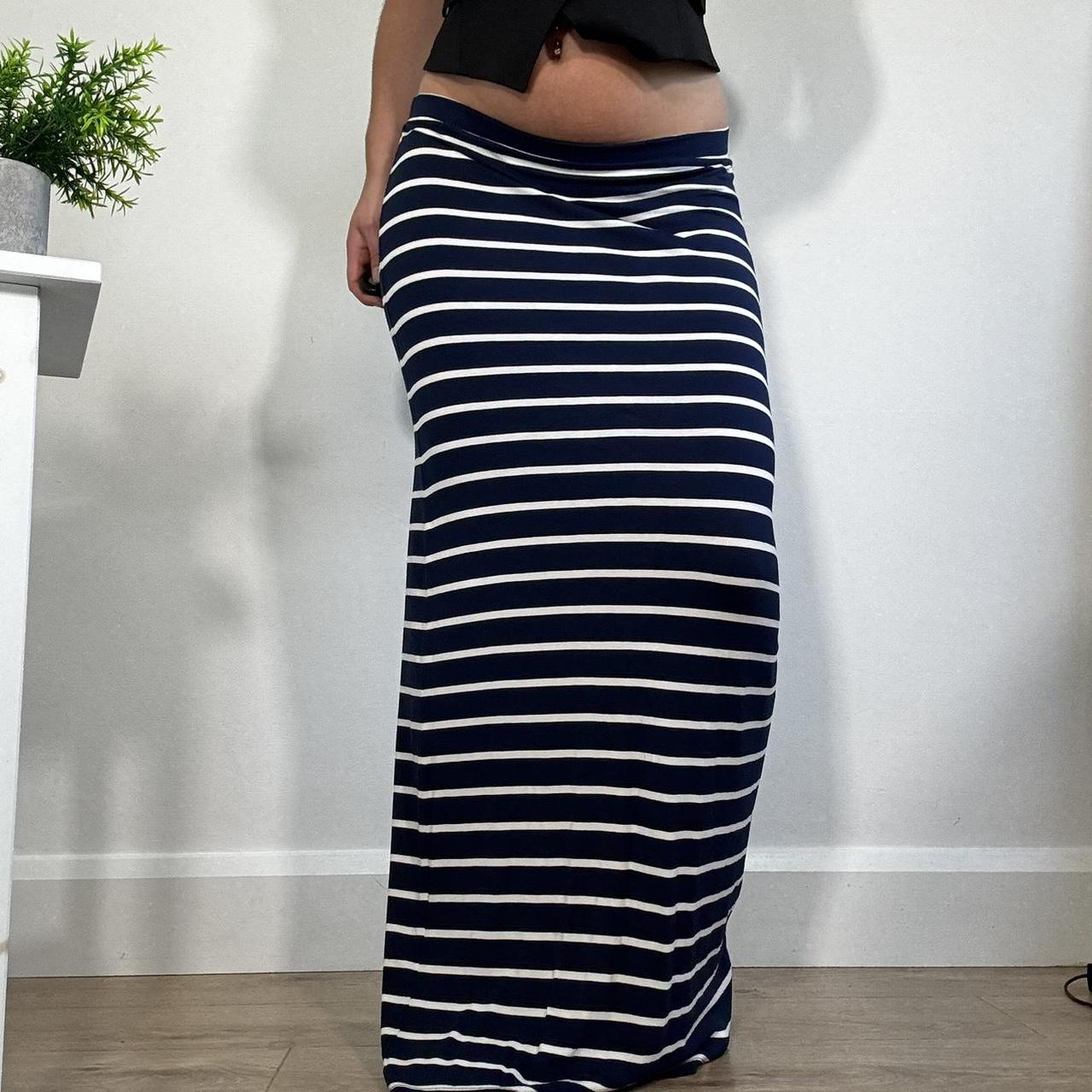 Vintage Navy Stripe Maxi Skirt Jane Norman