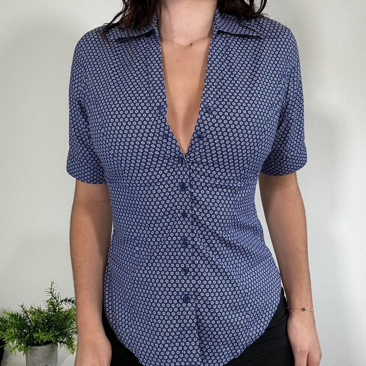 Vintage Officecore Blue Fitted Shirt