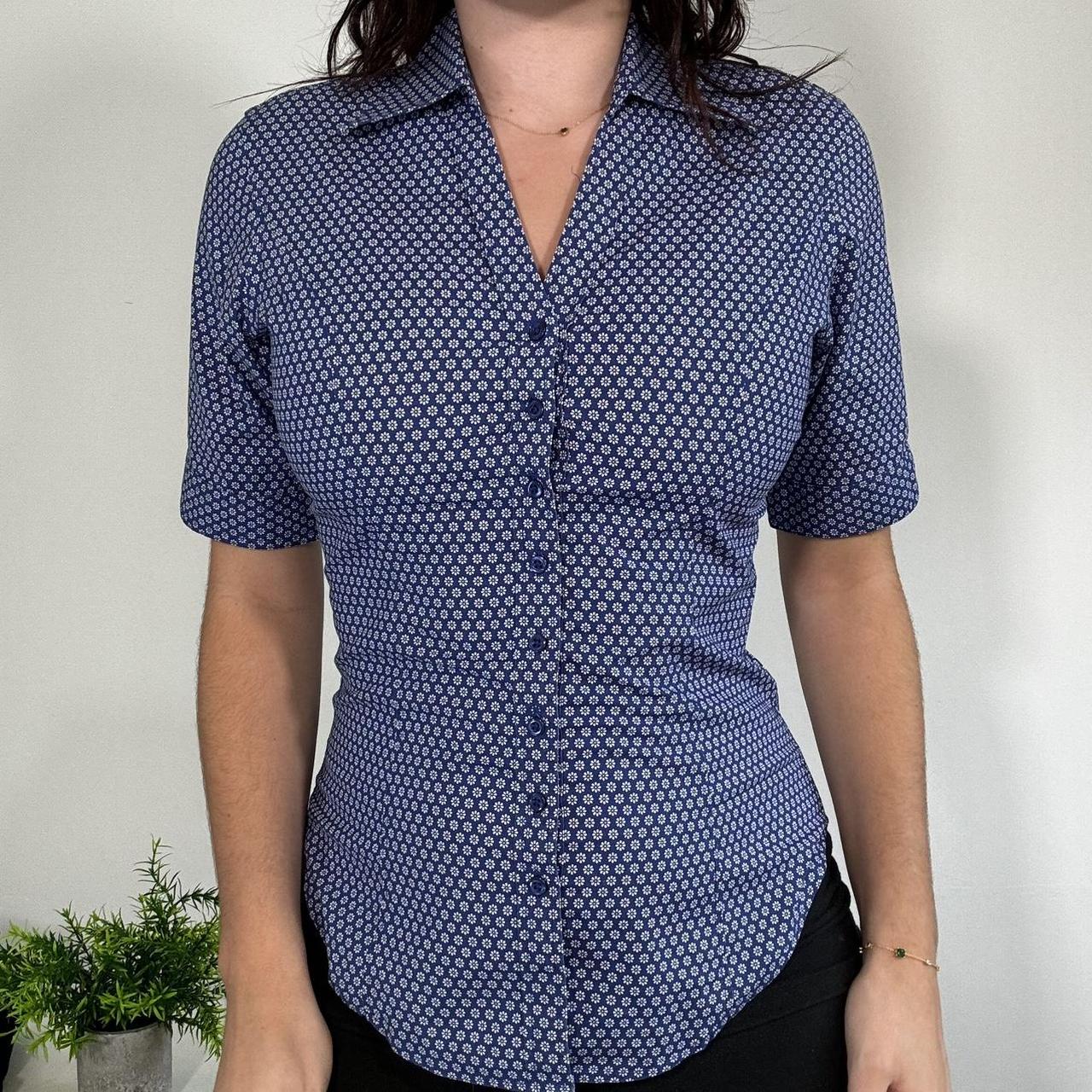 Vintage Officecore Blue Fitted Shirt