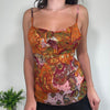 Vintage Orange Paisley Print Embellished Cami