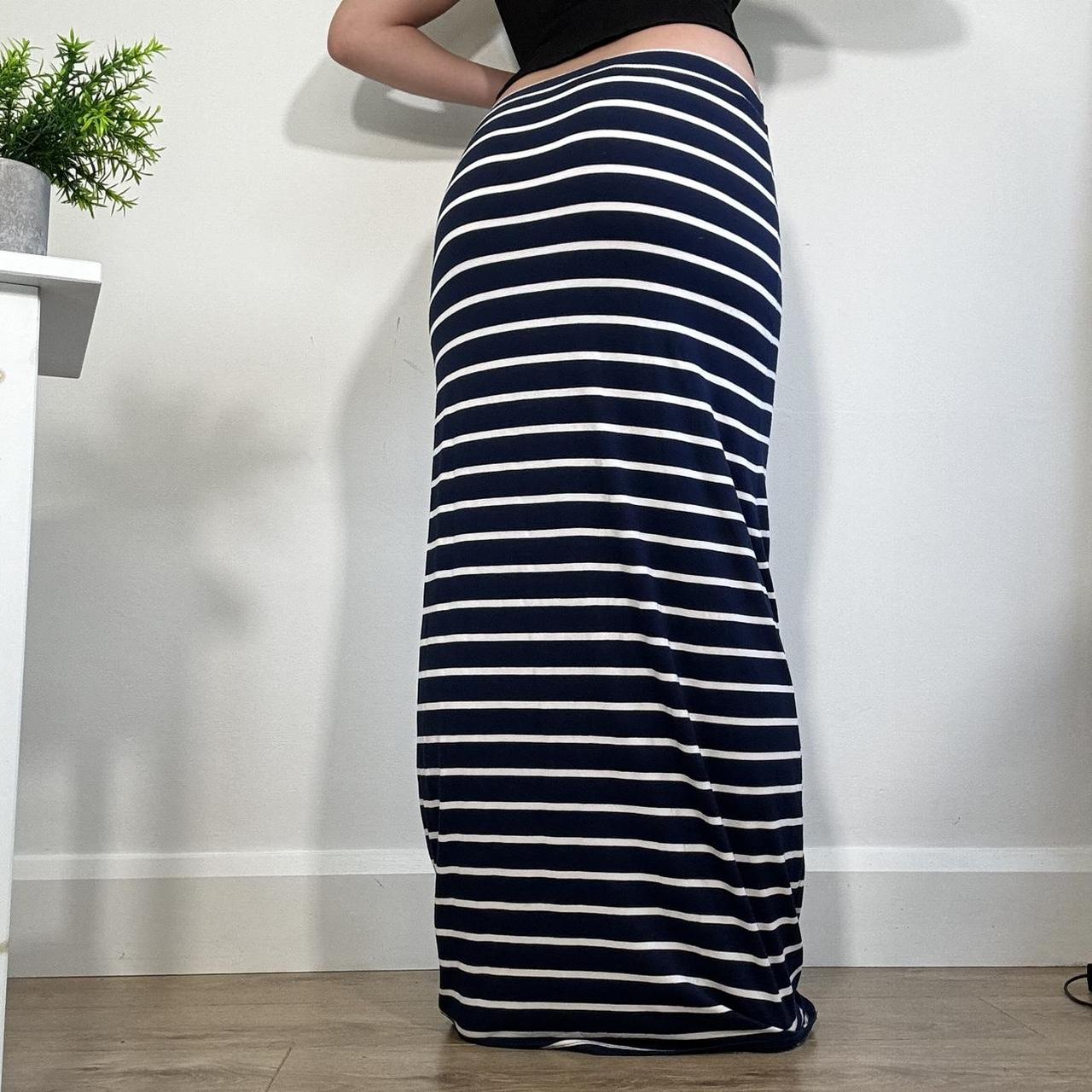 Vintage Navy Stripe Maxi Skirt Jane Norman