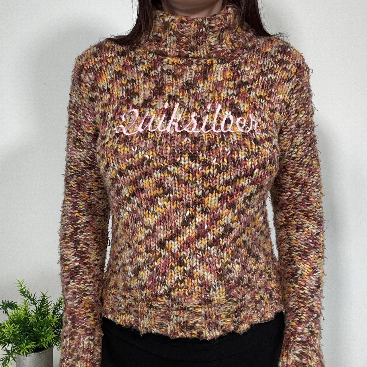 Vintage Turtleneck Chunky Knit Jumper Quicksilver