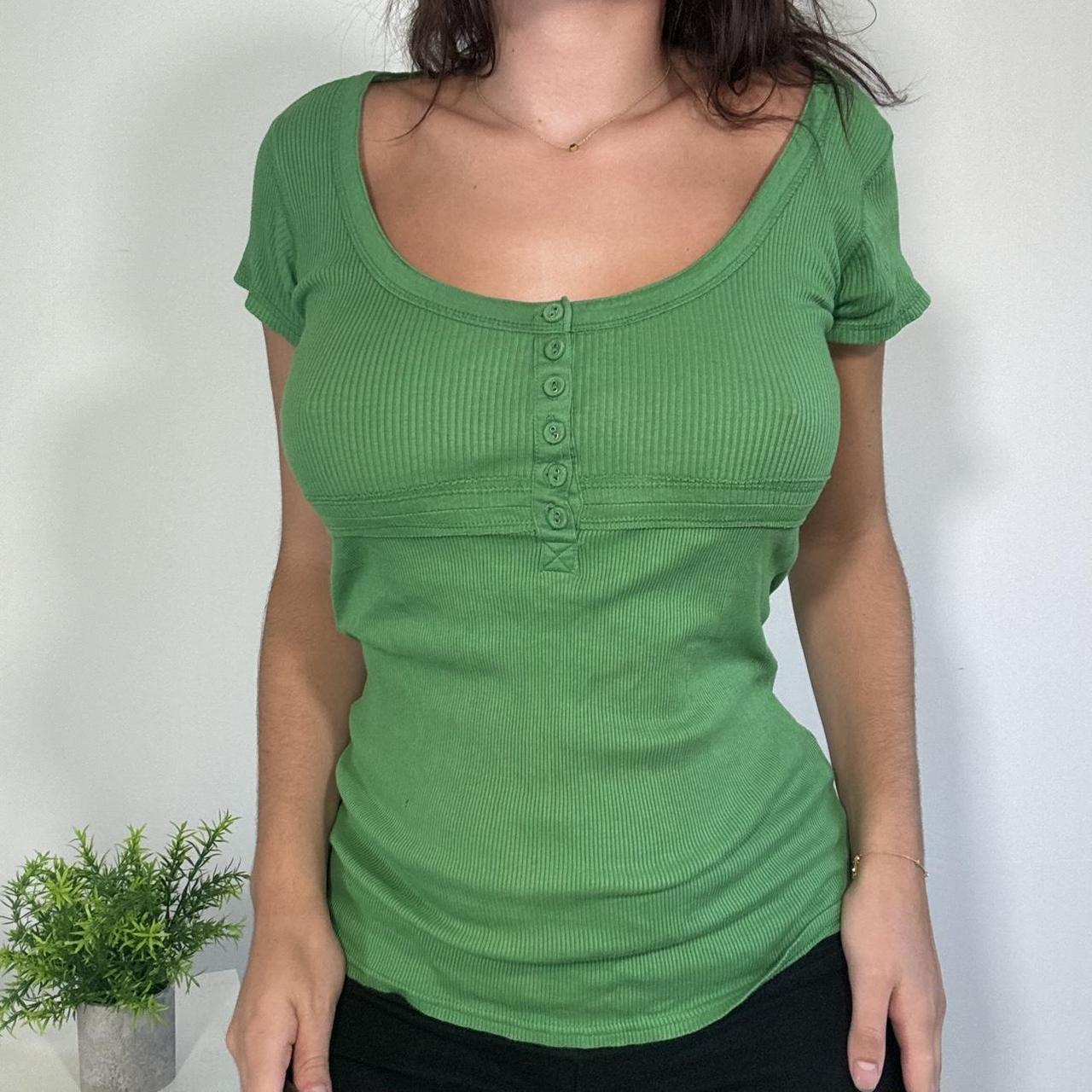 Vintage Green Button Up Top