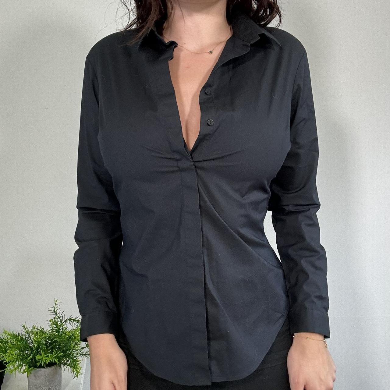 Vintage Officecore Black Fitted Shirt