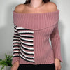 Vintage Stripe Off The Shoulder Jumper