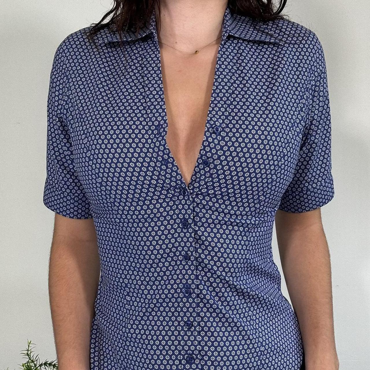 Vintage Officecore Blue Fitted Shirt