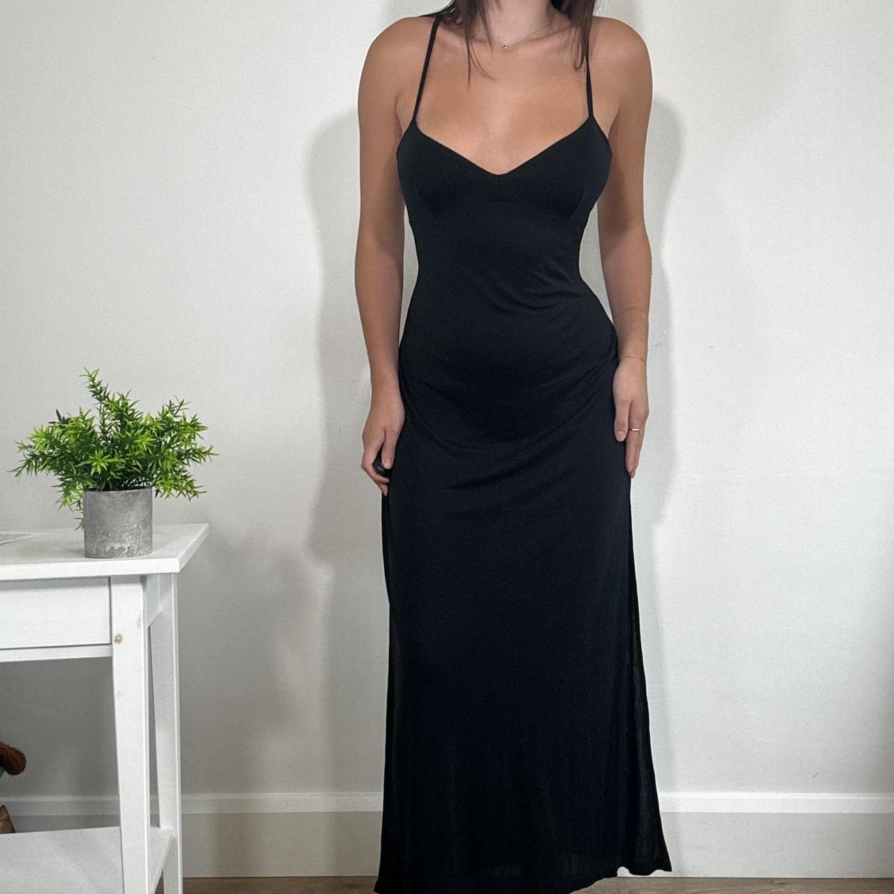 Vintage Black Backless Maxi Dress Kookai