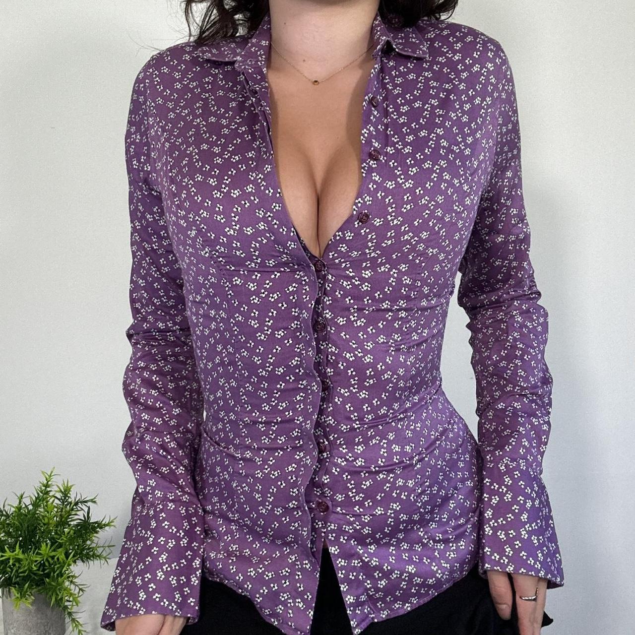 Vintage Officecore Purple Fitted Shirt