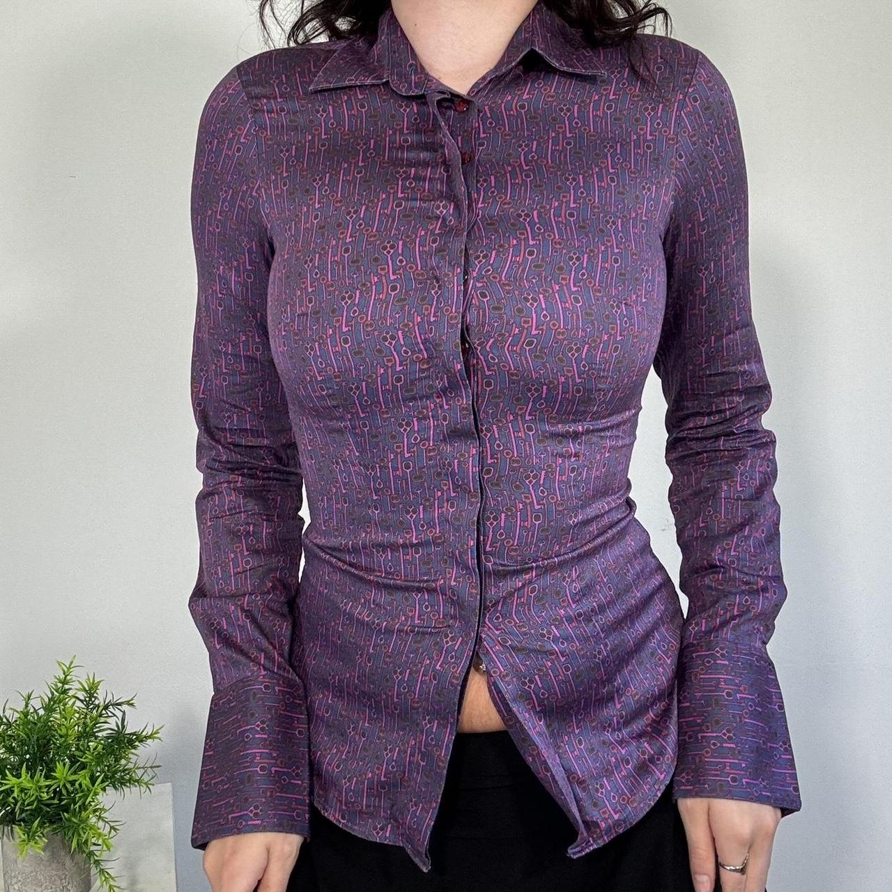 Vintage Officecore Purple Fitted Shirt