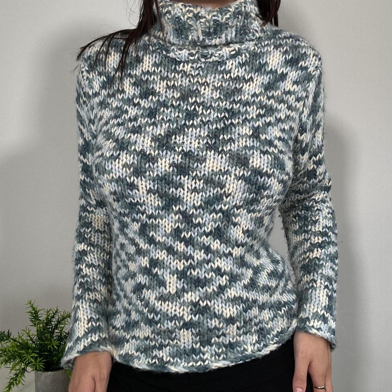 Vintage Blue Knit Turtleneck Jumper