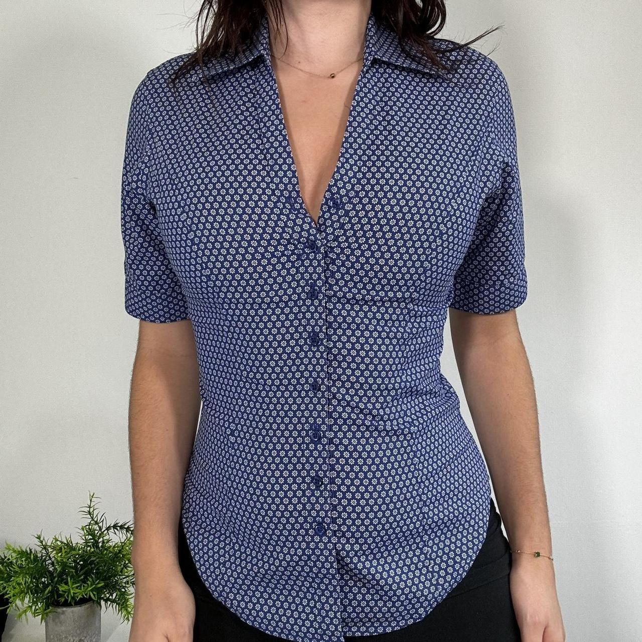 Vintage Officecore Blue Fitted Shirt