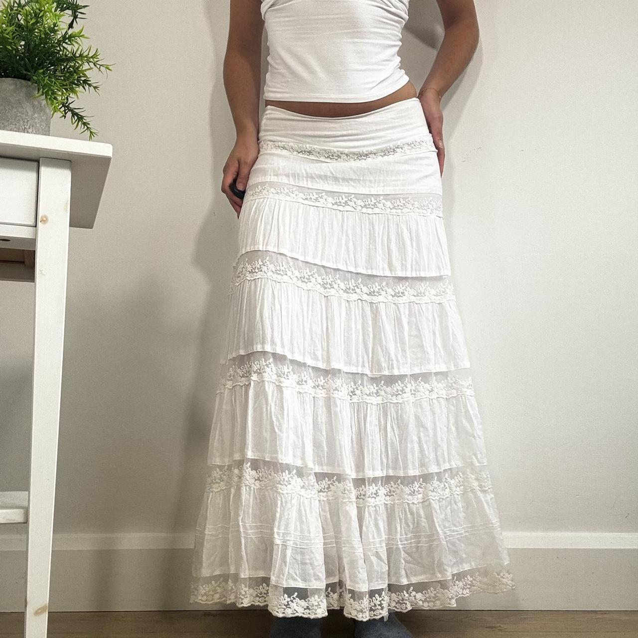 Vintage White Cottagecore Tiered Maxi Skirt Jane Norman