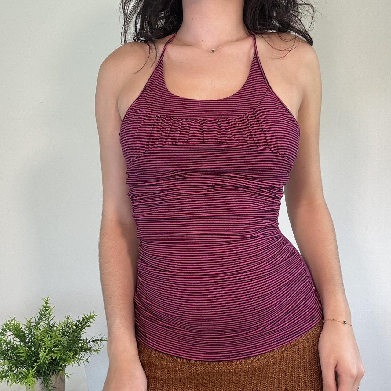 Vintage Pink Stripe Halter Top