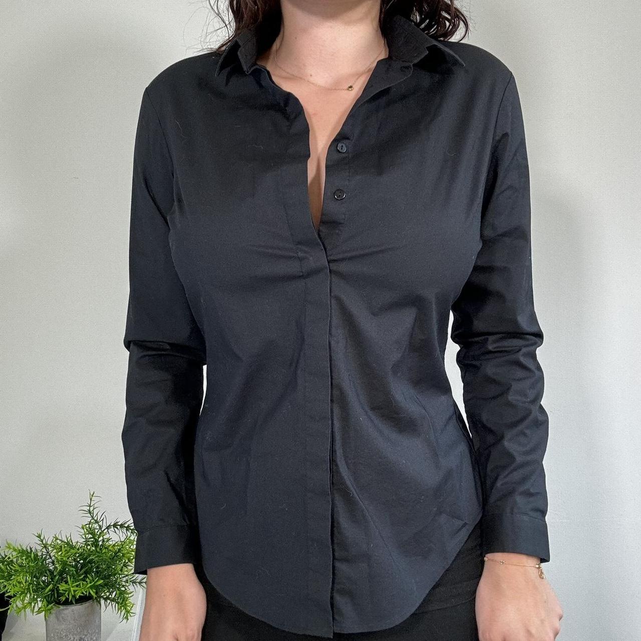 Vintage Officecore Black Fitted Shirt