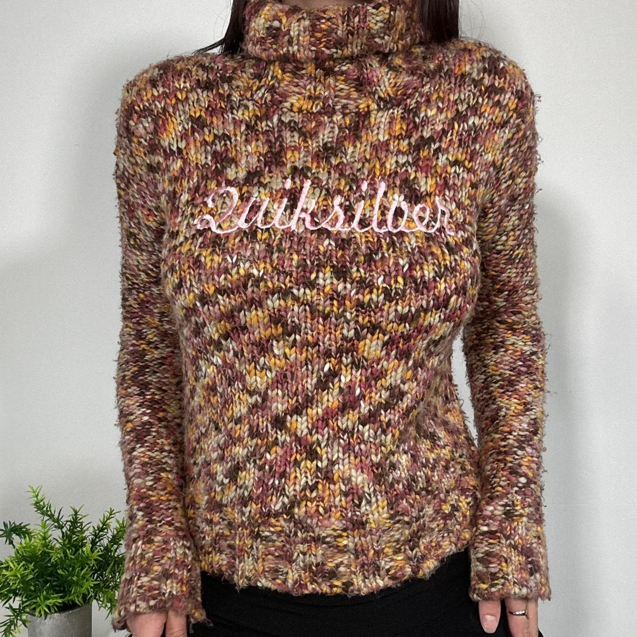 Vintage Turtleneck Chunky Knit Jumper Quicksilver