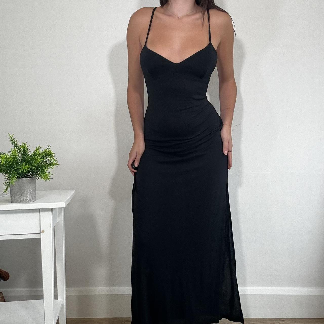 Vintage Black Backless Maxi Dress Kookai