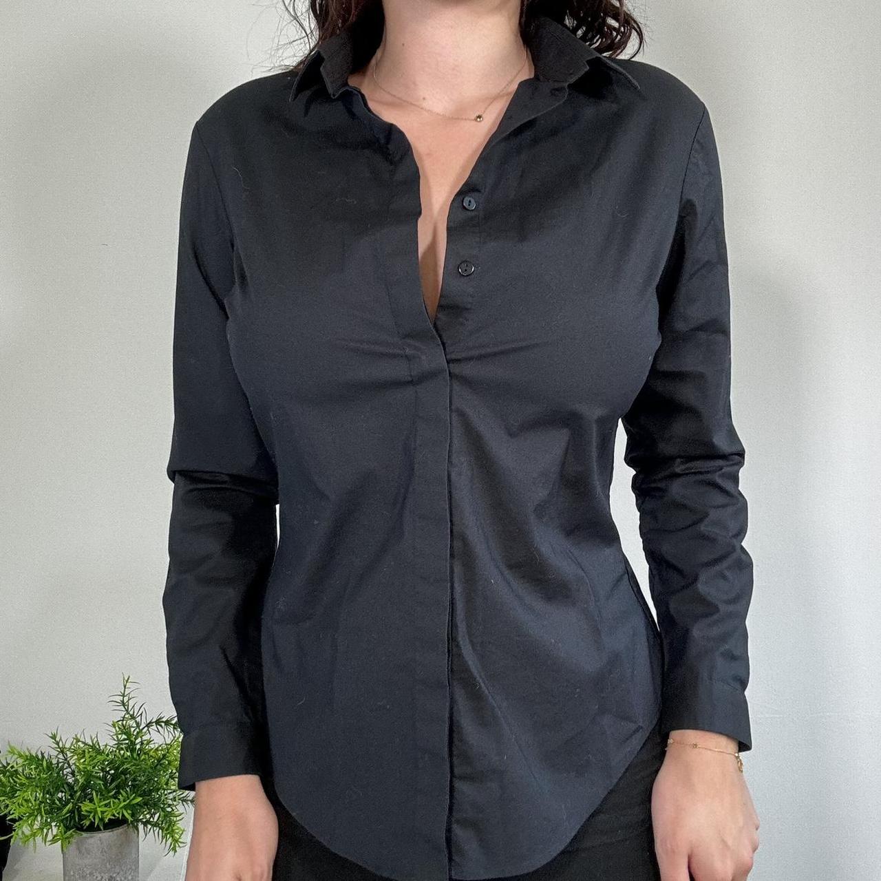 Vintage Officecore Black Fitted Shirt