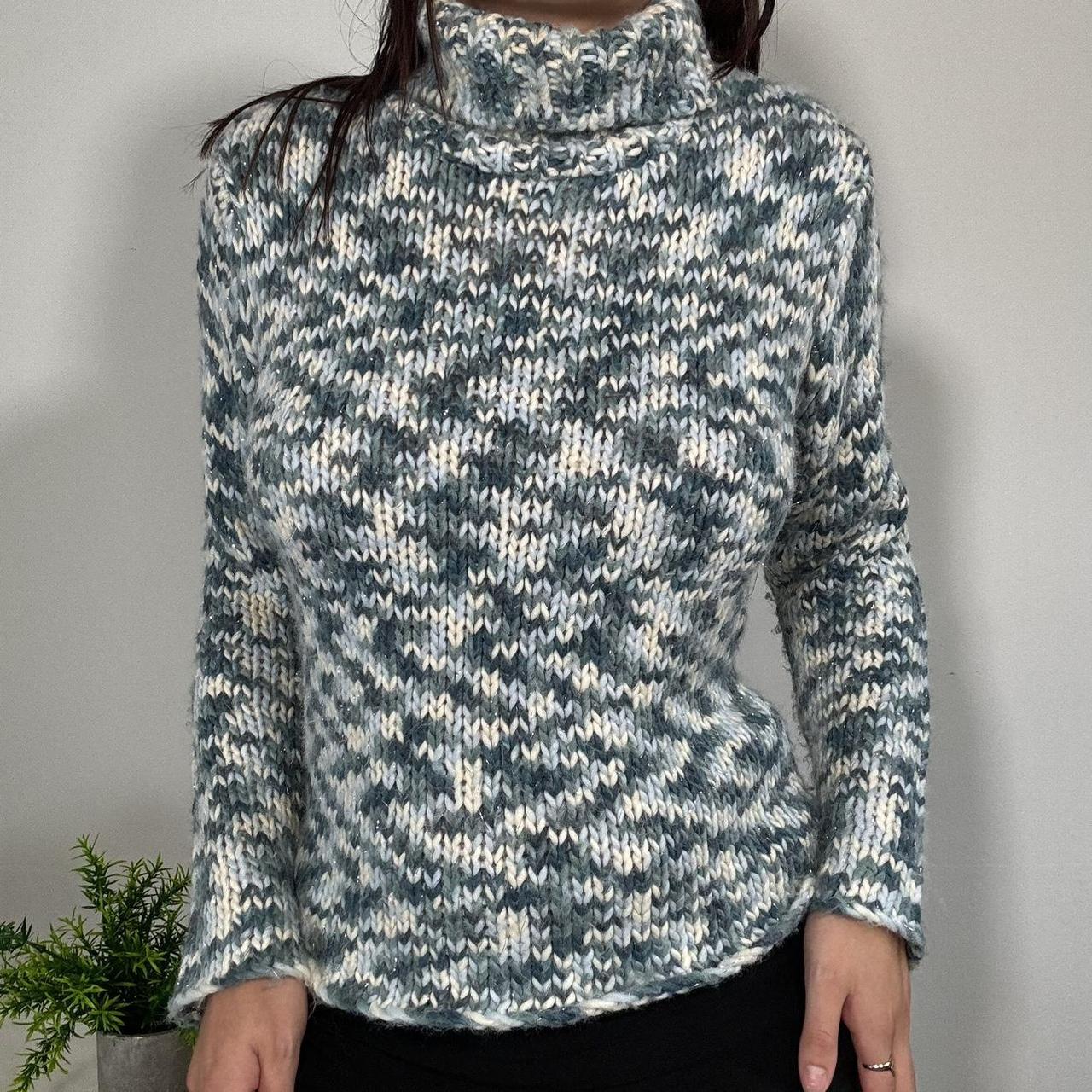 Vintage Blue Knit Turtleneck Jumper