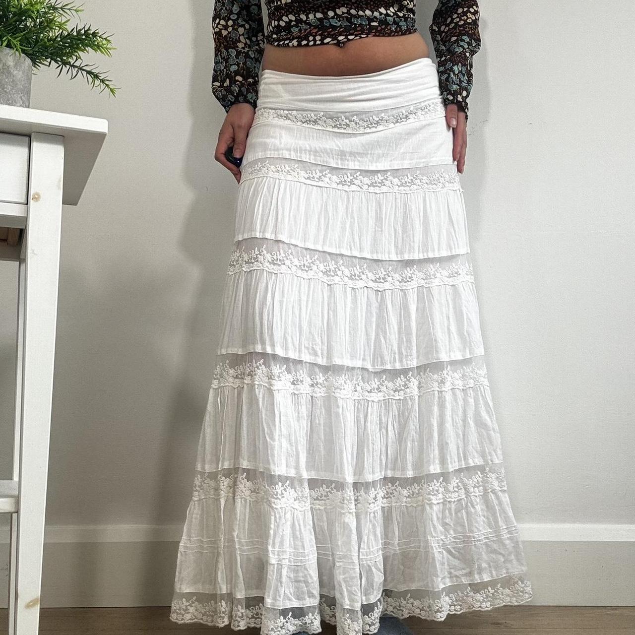 Vintage White Cottagecore Tiered Maxi Skirt Jane Norman