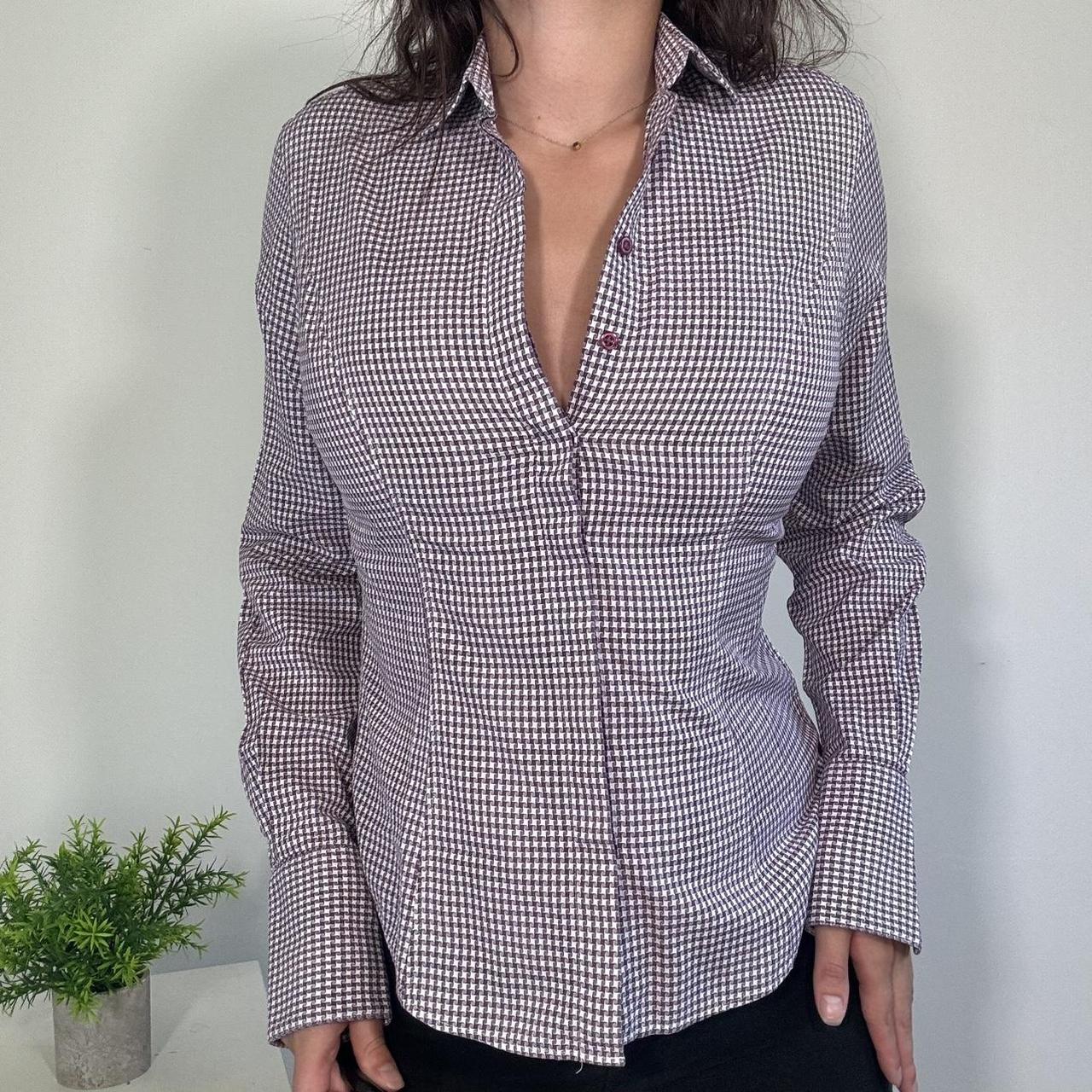 Vintage Officecore Purple Check Fitted Shirt