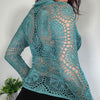 Vintage Blue Crochet Button Up Top Karen Millen