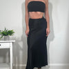 Vintage Black Satin Maxi Skirt Topshop