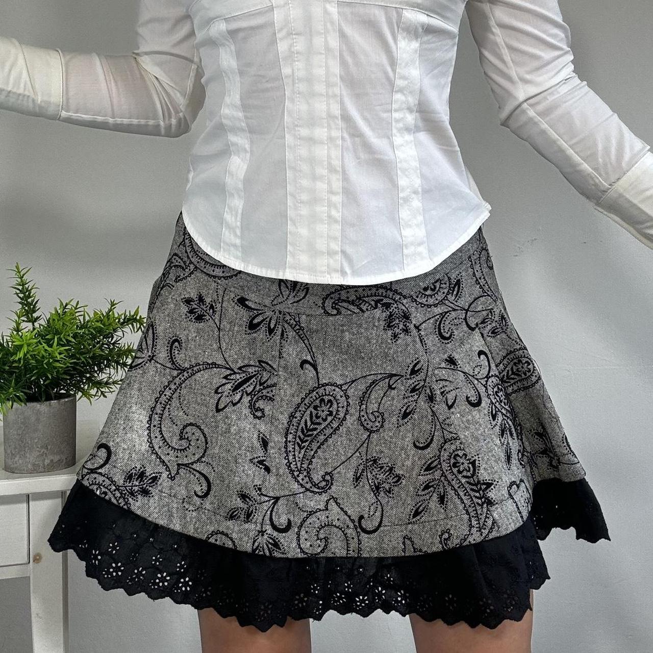 Vintage Embroidered Grey Mini Skirt Next