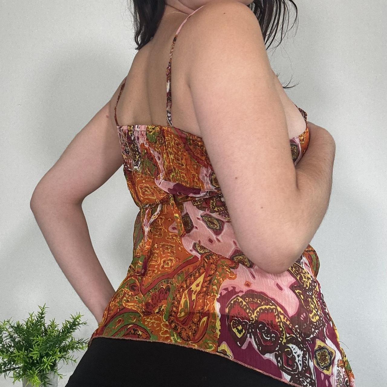 Vintage Orange Paisley Print Embellished Cami