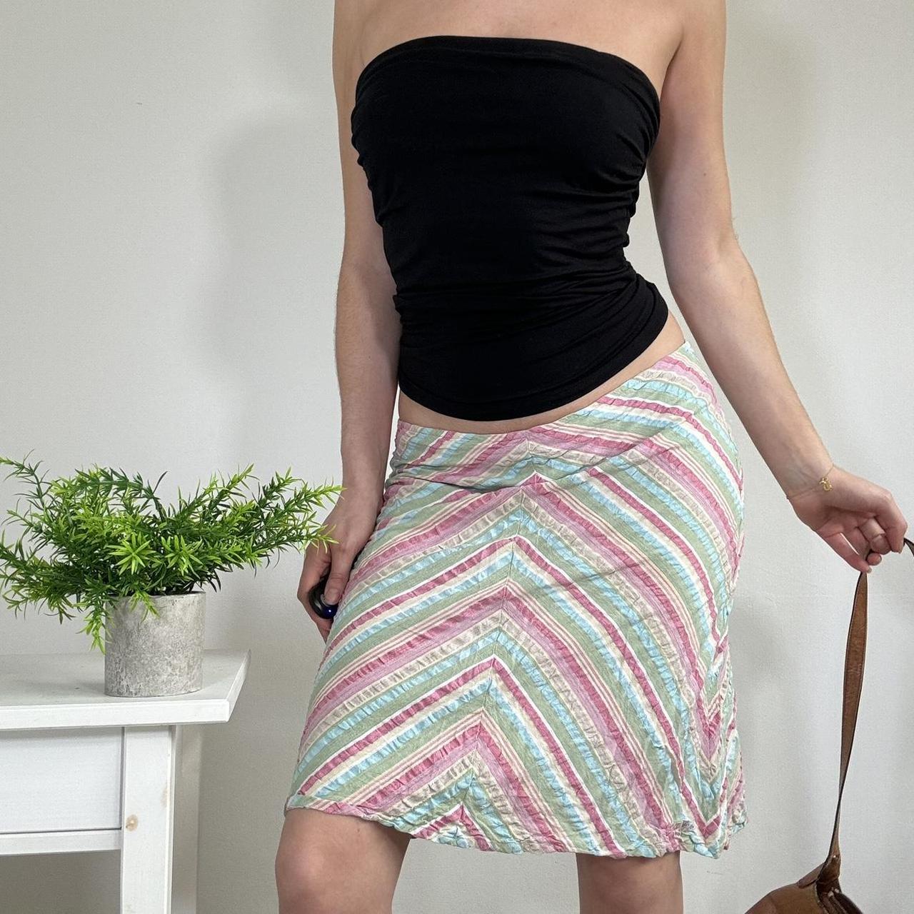 Vintage Boho Stripe Midi Skirt