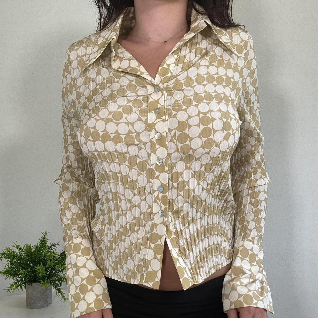 Vintage Cream Fitted Button Up Shirt