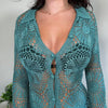 Vintage Blue Crochet Button Up Top Karen Millen