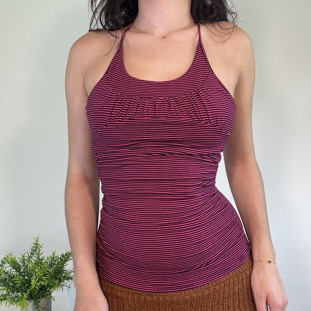 Vintage Pink Stripe Halter Top