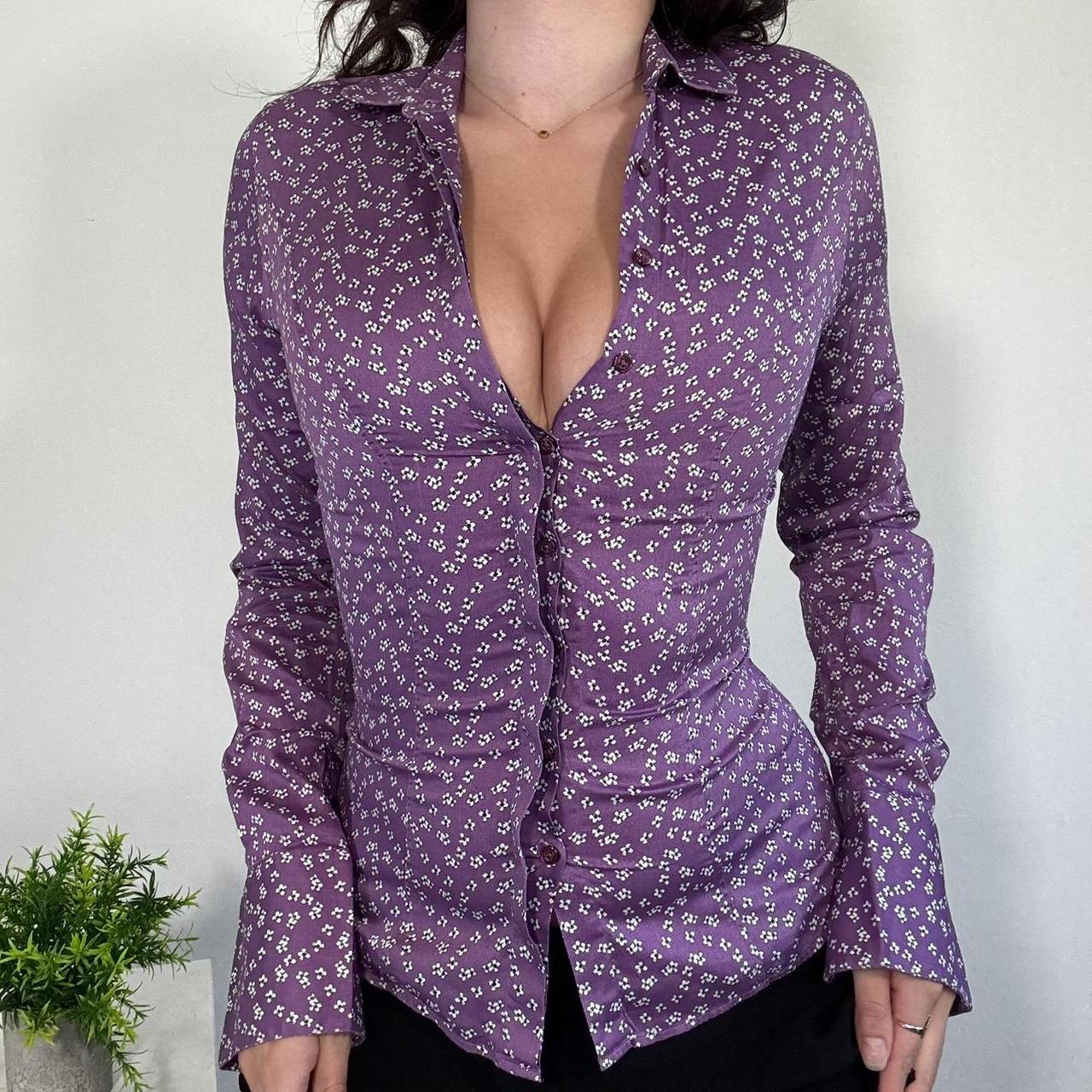 Vintage Officecore Purple Fitted Shirt