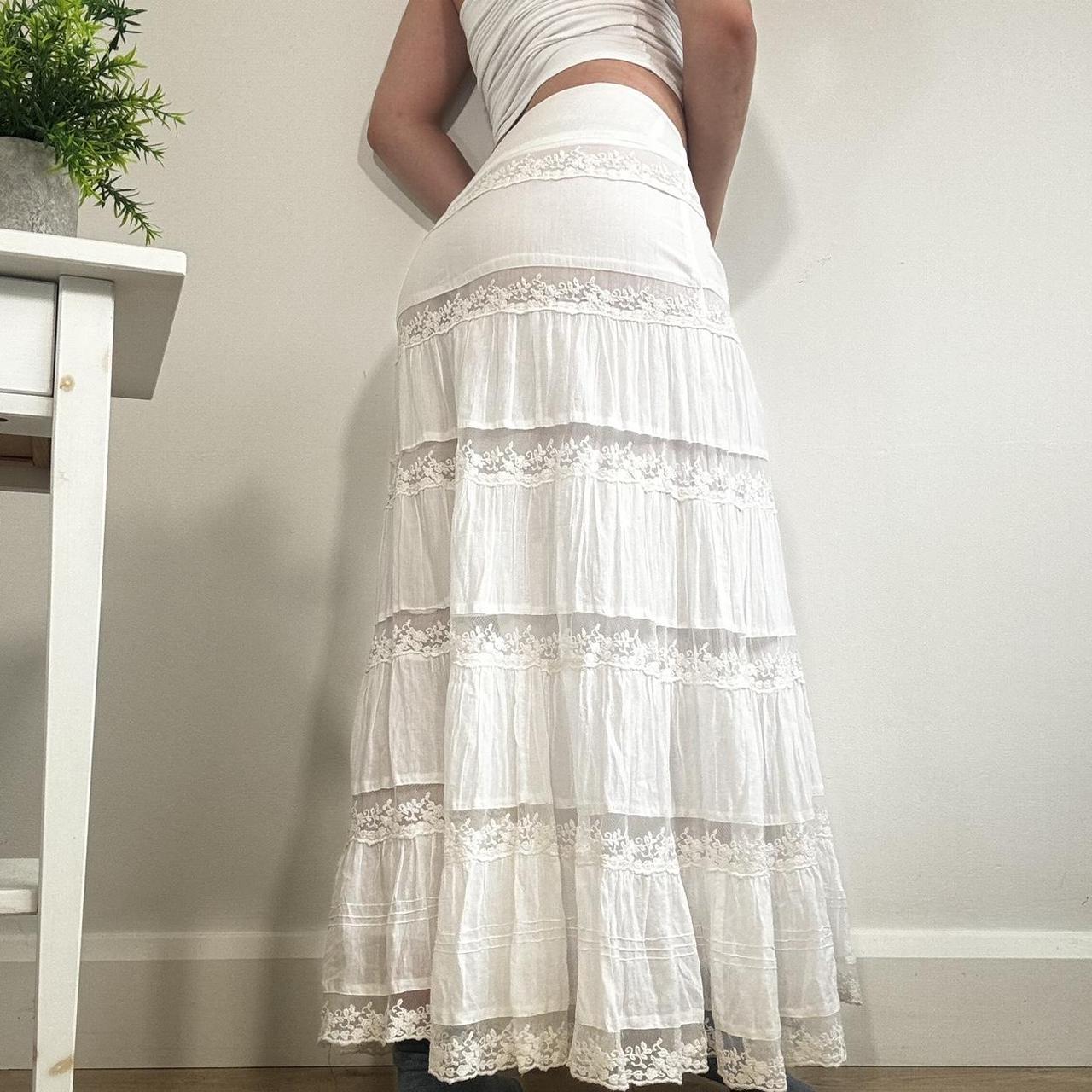 Vintage White Cottagecore Tiered Maxi Skirt Jane Norman