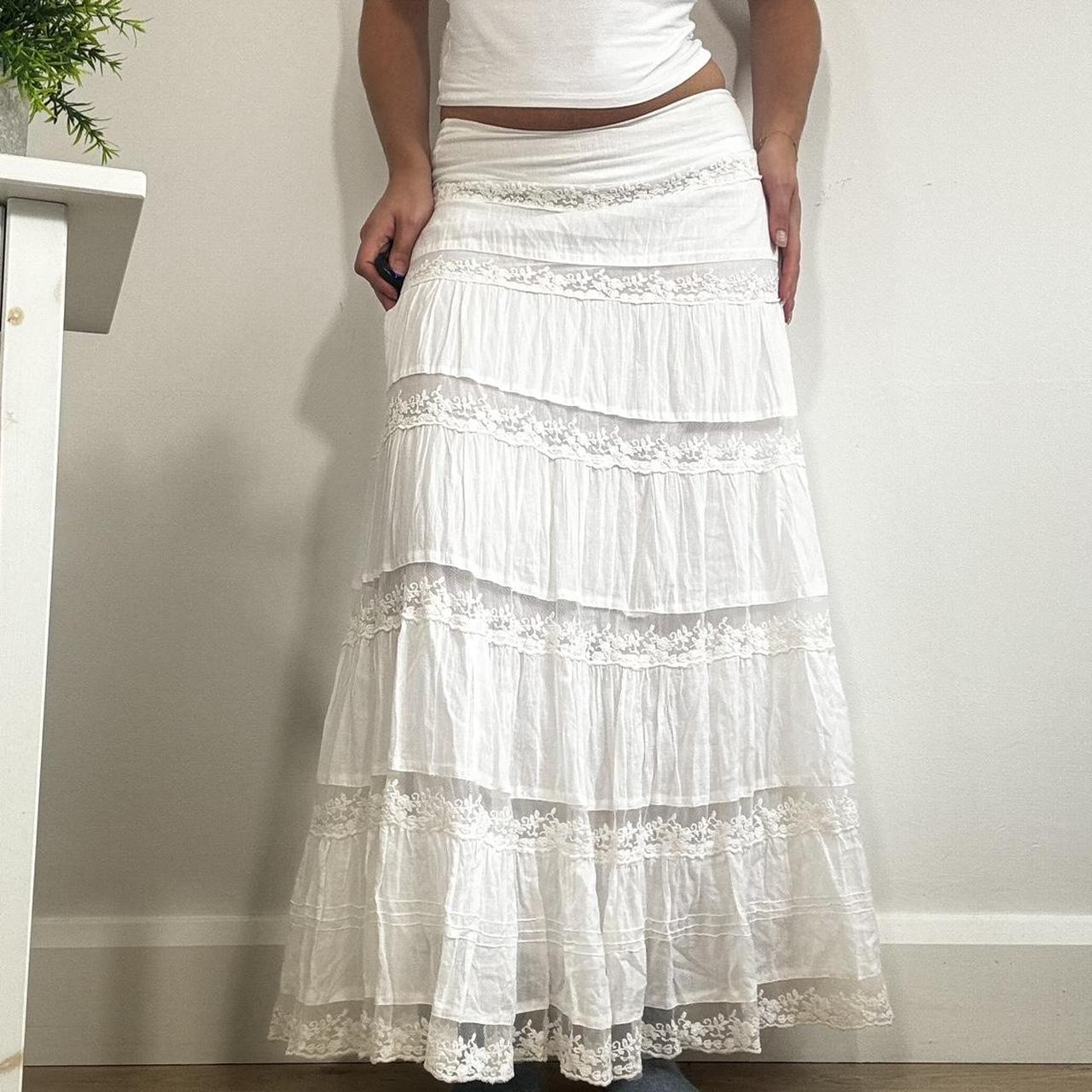 Vintage White Cottagecore Tiered Maxi Skirt Jane Norman