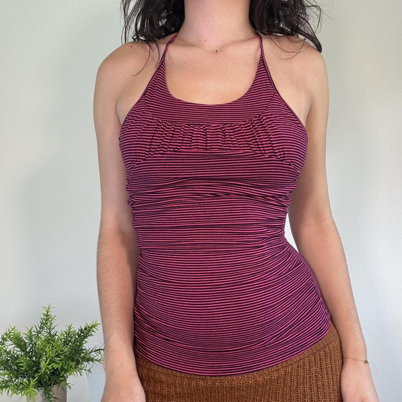 Vintage Pink Stripe Halter Top