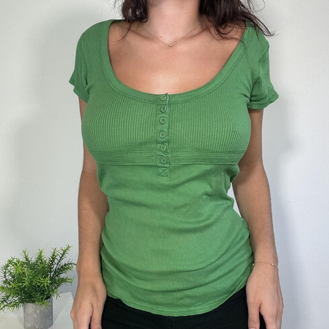 Vintage Green Button Up Top