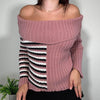 Vintage Stripe Off The Shoulder Jumper