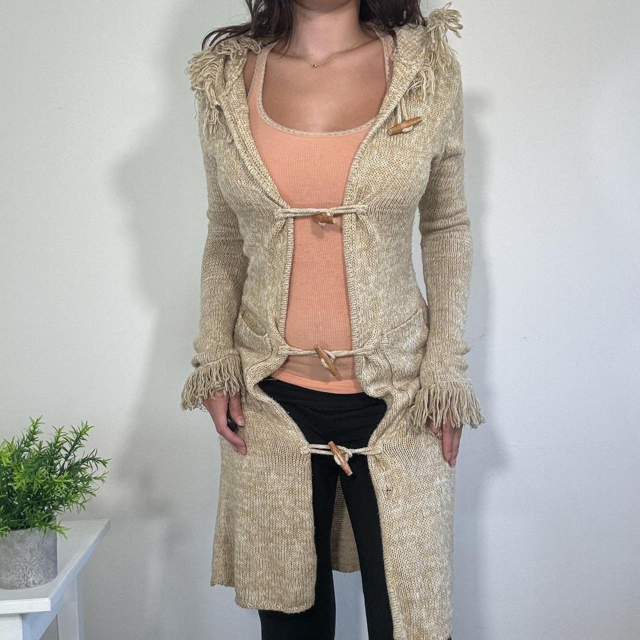 Vintage Tan Knit Long Cardigan Jane Norman