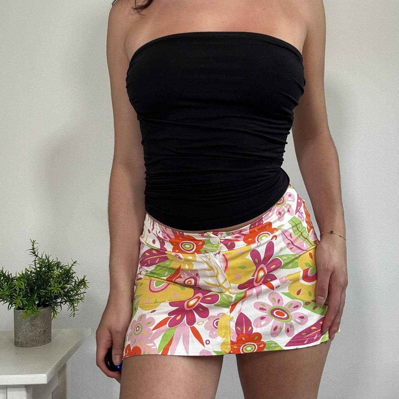 Vintage White Floral Mini Skirt