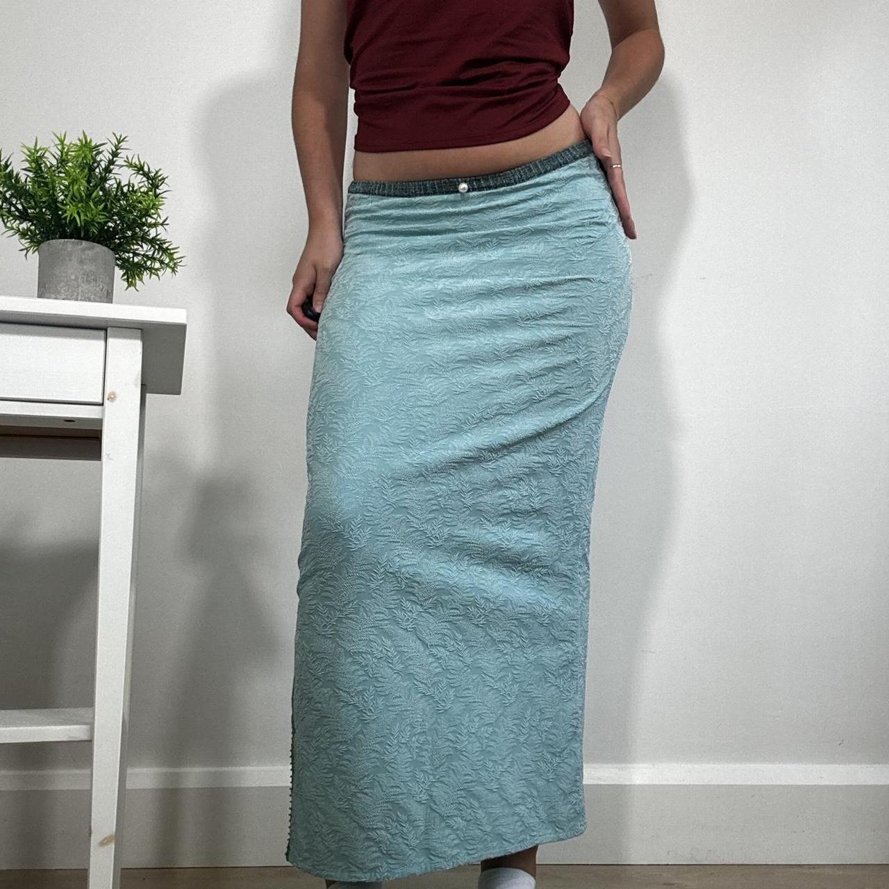 Vintage Baby Blue Embroidered Maxi Skirt Voyage