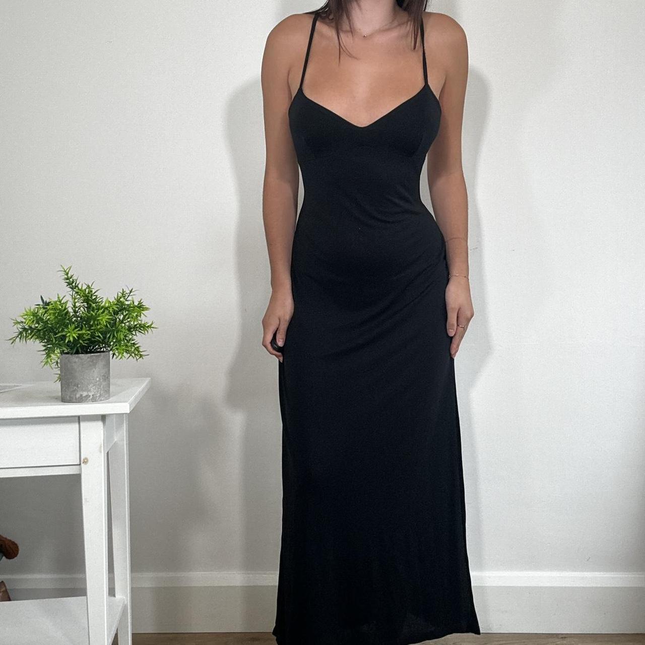 Vintage Black Backless Maxi Dress Kookai