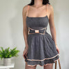 Vintage Grey Bow Mini Dress