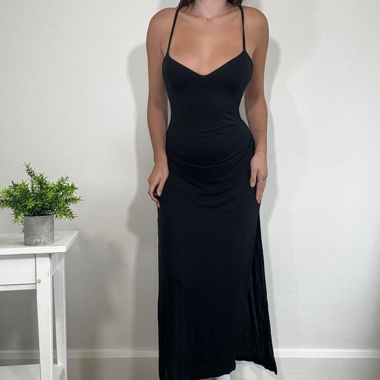 Vintage Black Backless Maxi Dress Kookai