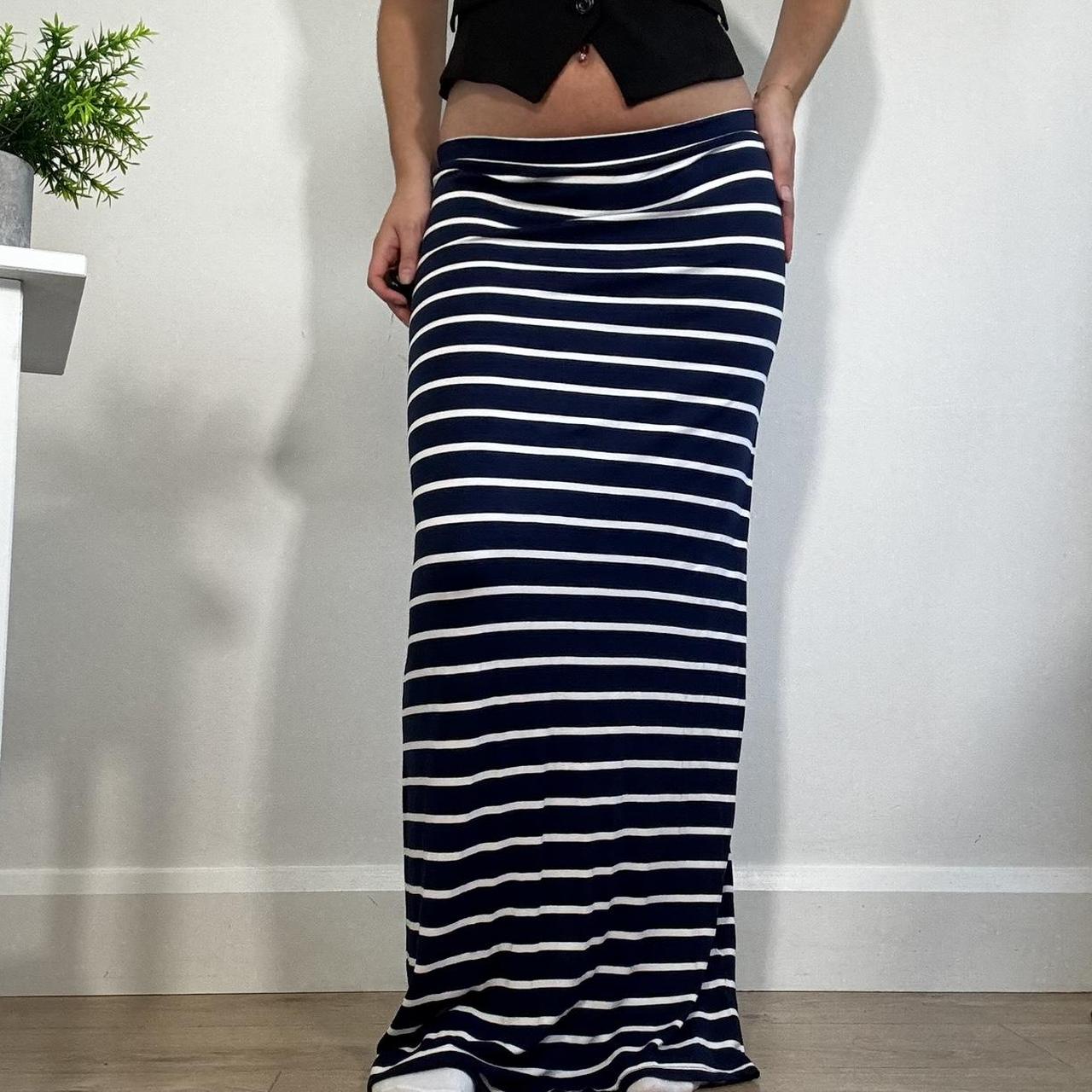 Vintage Navy Stripe Maxi Skirt Jane Norman