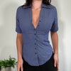 Vintage Officecore Blue Fitted Shirt