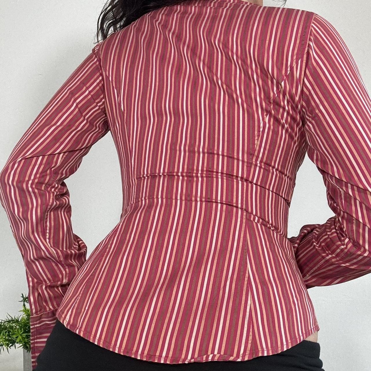 Vintage Officecore Pink Pinstripe Fitted Shirt