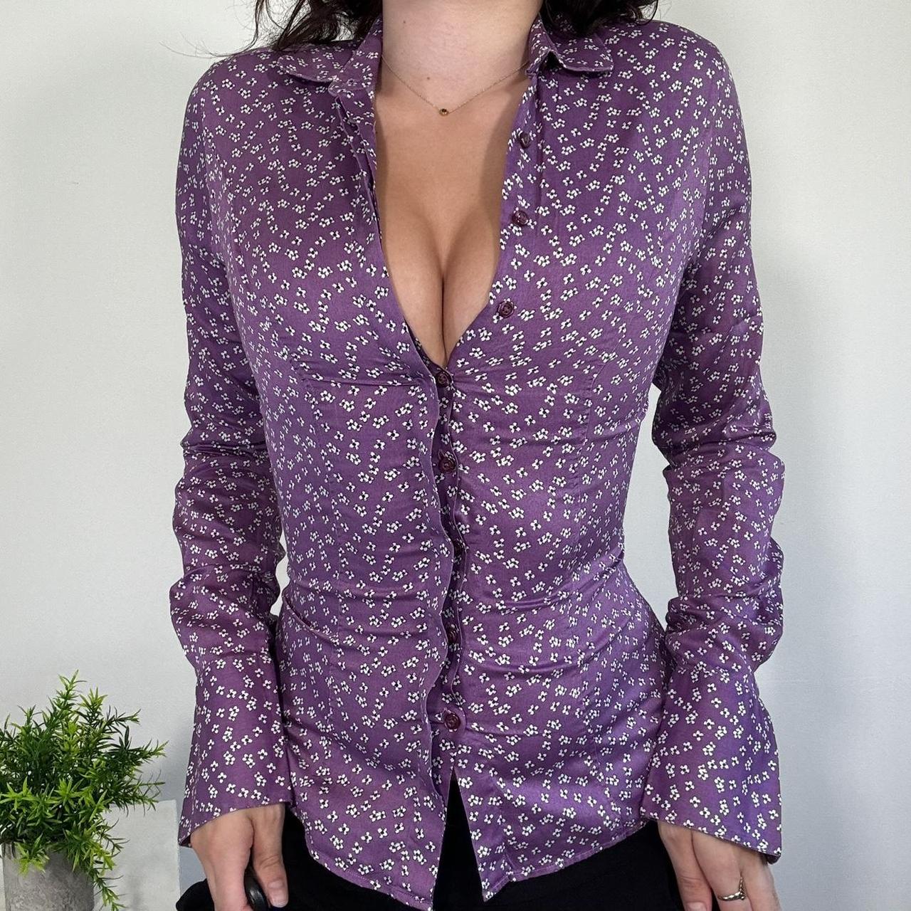 Vintage Officecore Purple Fitted Shirt